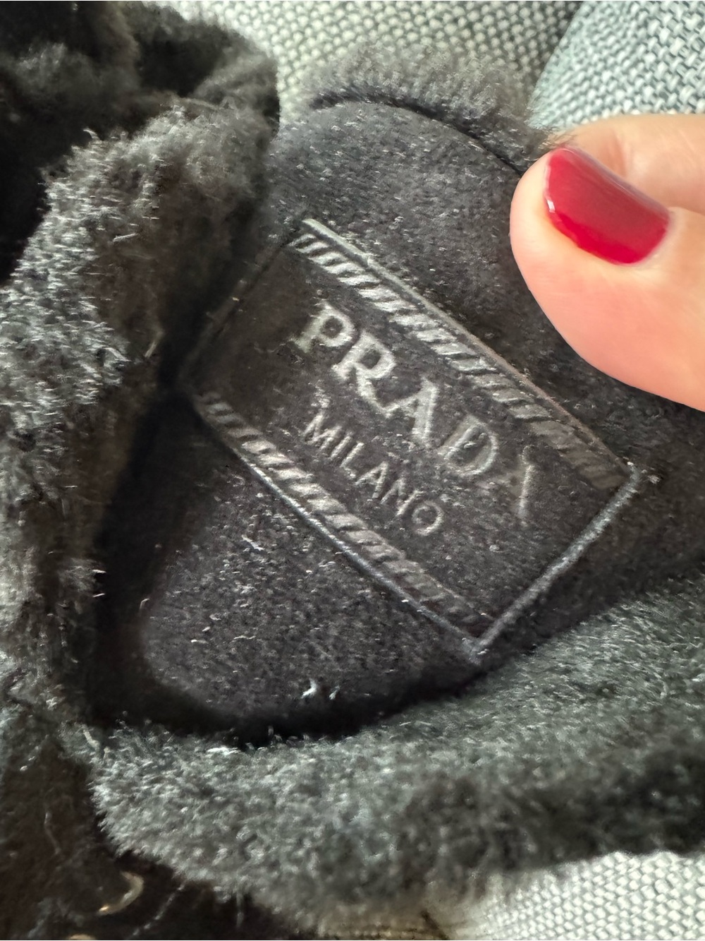 Prada Black Suede Boots with Plush Sheepskin lining